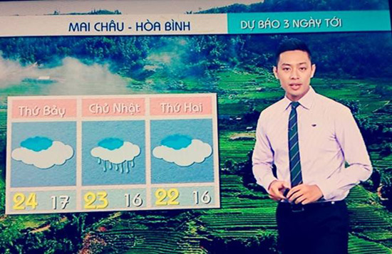MC Thanh Tùng trong bản tin Thời tiết du lịch