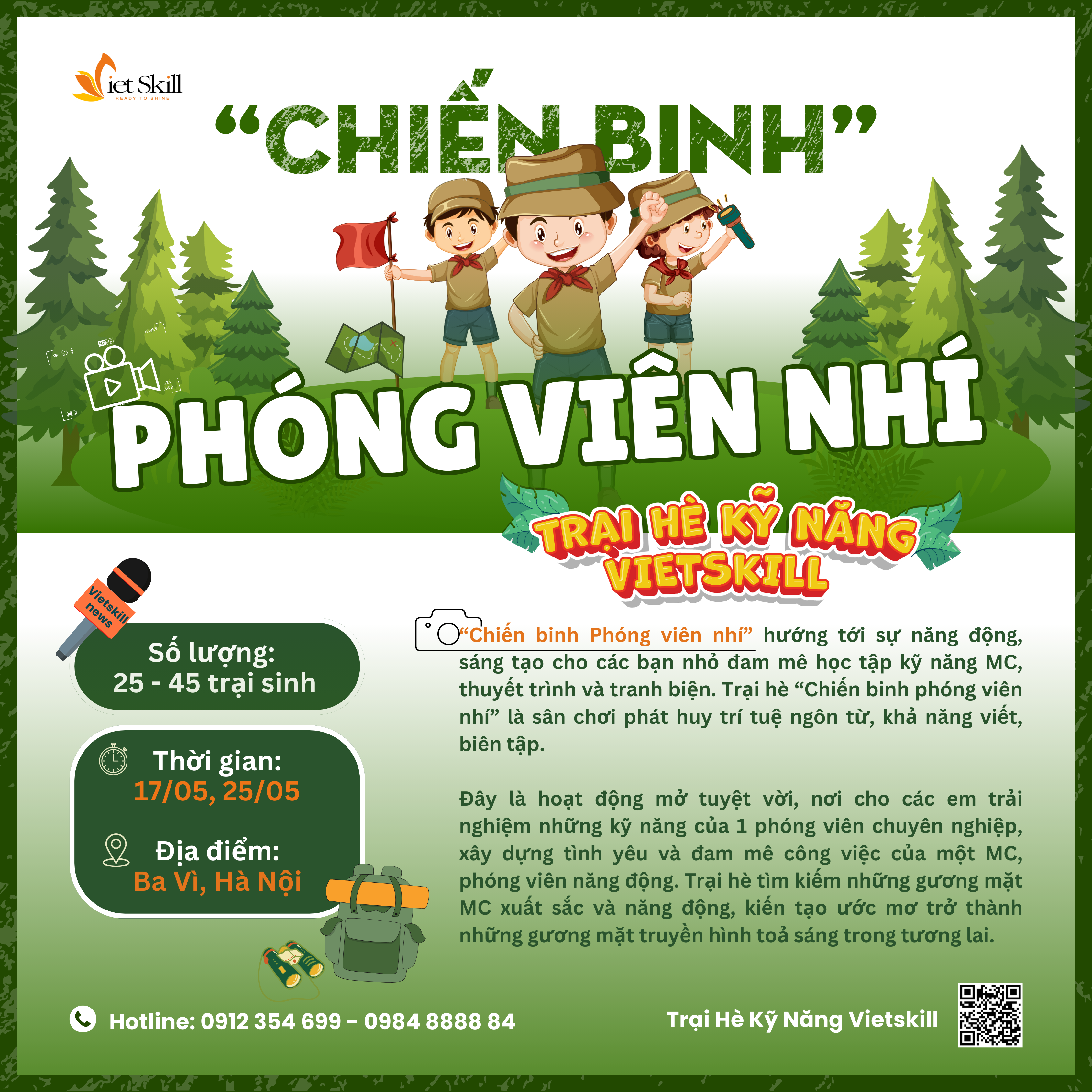 Khối “chiến binh” phóng viên nhí sẵn sàng 
Bùng nổ trại hè Kỹ năng Vietskill 2025
