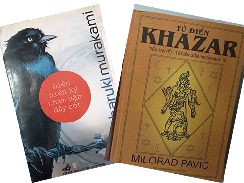 Bìa cuốn “Biên niên ký chim vặn dây cót” của Haruki Murakami và bìa cuốn tiểu thuyết “Từ điển Khazar” - những cuốn sách được chuyển ngữ bởi dịch giả Trần Tiễn Cao Đăng - một trong những biên tập viên kỳ cựu của Công ty Nhã Nam